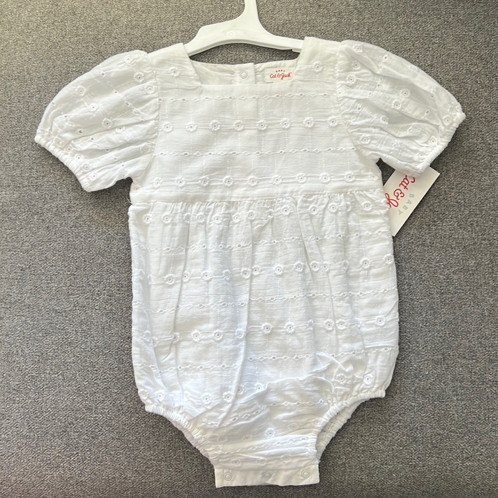 Cat & Jack white eyelet onesie